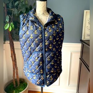 Simply Southern Women’s Puffer Vest- XL- Golden Anchors